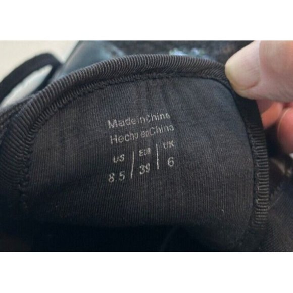 Women's Aldo Kaia Wedge Boot Size 8.5 Black Sequins Zip Side And Tie - Picture 10 of 10